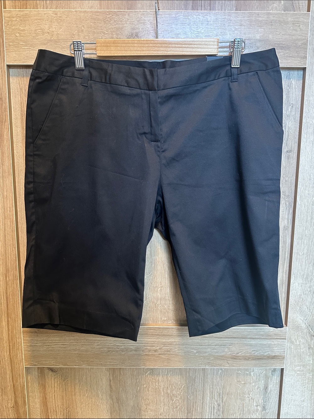 Amanda & Chelsea Black Bermuda Shorts - Tailored Flat Front